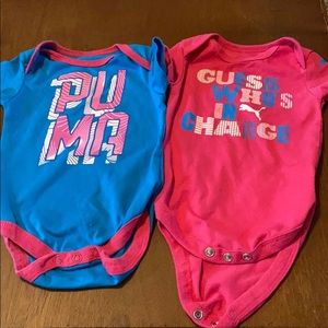 2 Puma Onesies 0-3 months